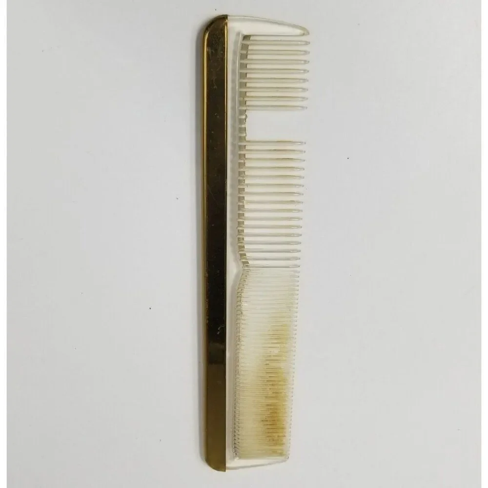 Vintage 40s Matson Vanity Dresser Hand Mirror Gold Comb Brush Hollywood Regency